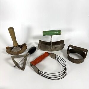 Vintage Kitchen Utensil Set Of 5 Androck Ekco Chief Choppers Pastry Dough Tools